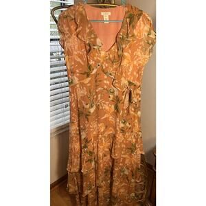 Sundance Women’s Size 14 Victory Garden Layered Ruffle Dress 100% Silk Floral